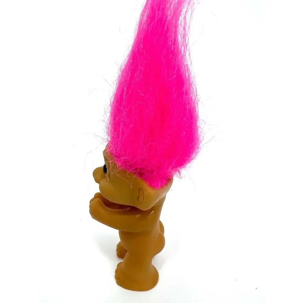 Vintage Russ Lucky Troll Doll Pink Hair Brown Eyes Clapping Hands